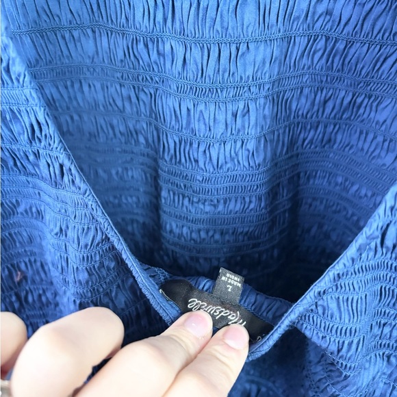 Madewell The Melody Scoopback Smocked Midi Dress blue size L new - Picture 5 of 7